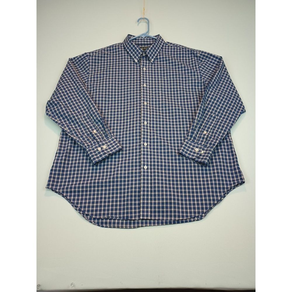 Ralph Lauren‎ mens Shirt 18 34/35 Long Sleeve Classic Fit Stretch Non Iron plaid